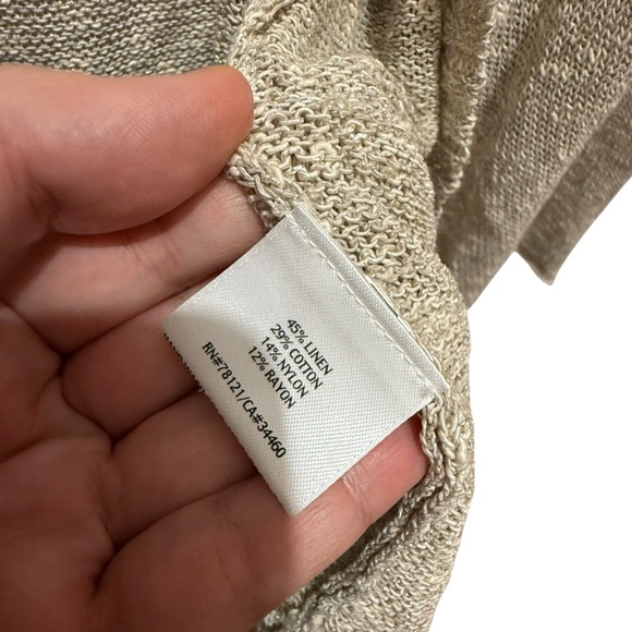 Eileen Fisher Size S Open Front Cardigan Sweater Beige Linen Natural Spring - Picture 4 of 5